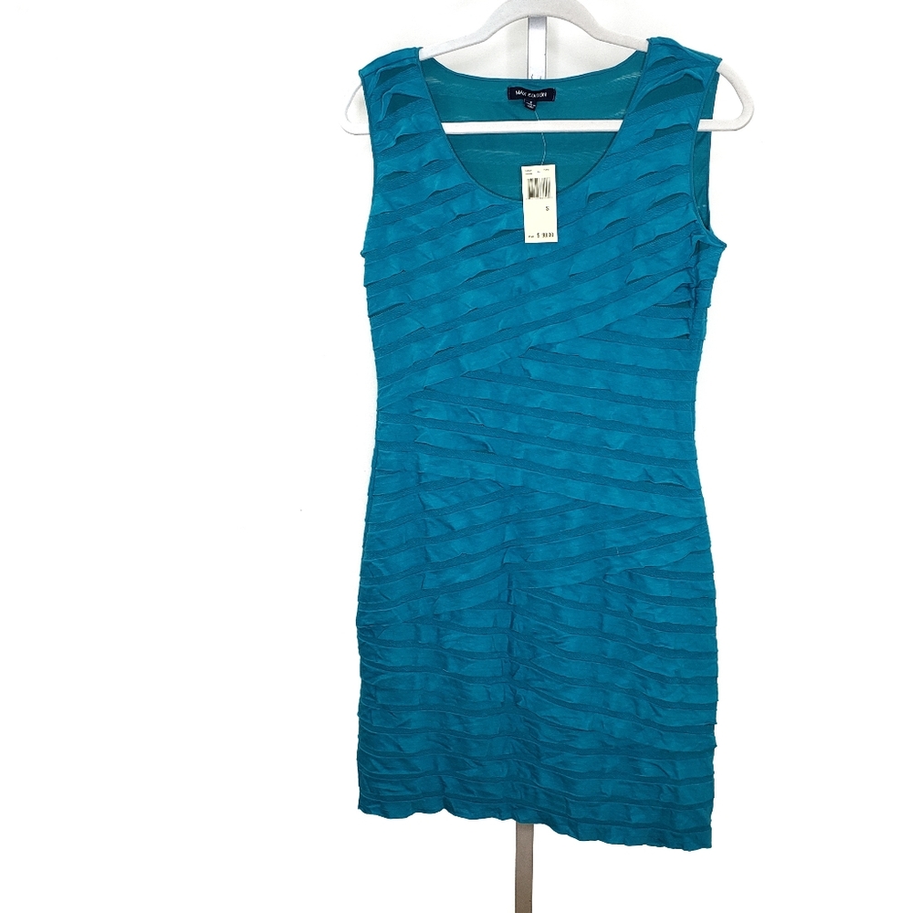 NWT Max Edition Bandage Classic Sheath Cocktail Dress Teal Blue Size Small
